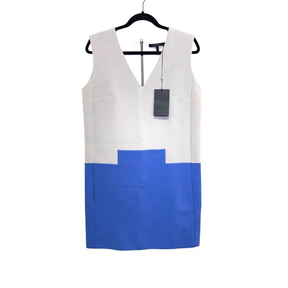 Victoria Beckham $1768 Colorblock Front Pocket Sleeveless Grey Blue Sz 8 - Picture 1 of 9